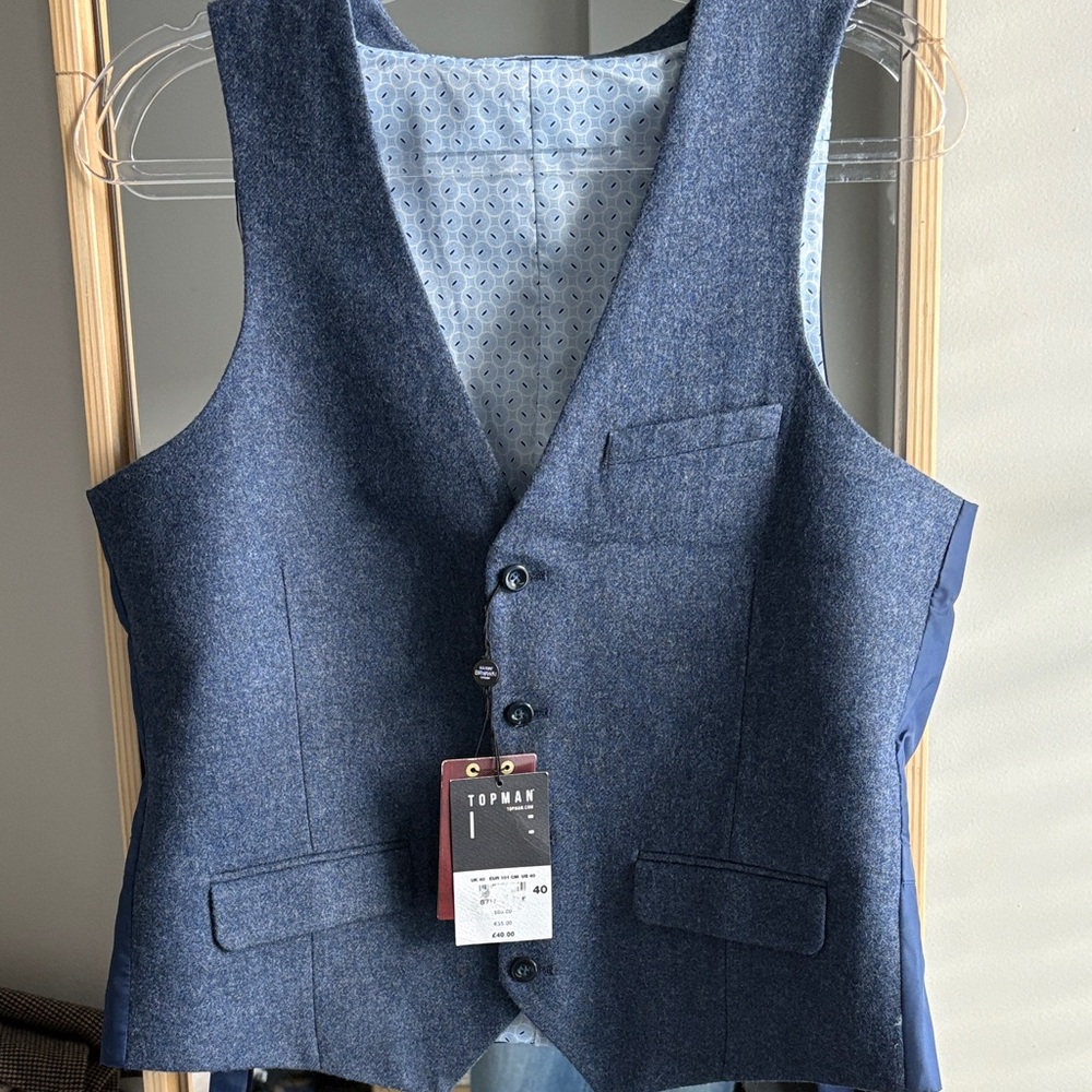 Topman Heathered Blue Vest